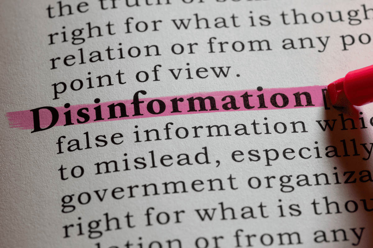 Disinformation definition highlighted in the dictionary