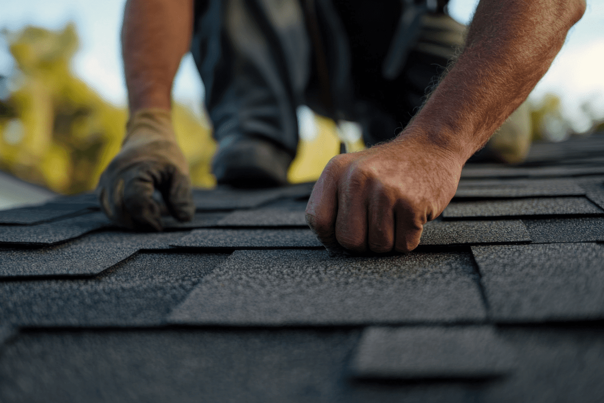 Man inspecting house roof